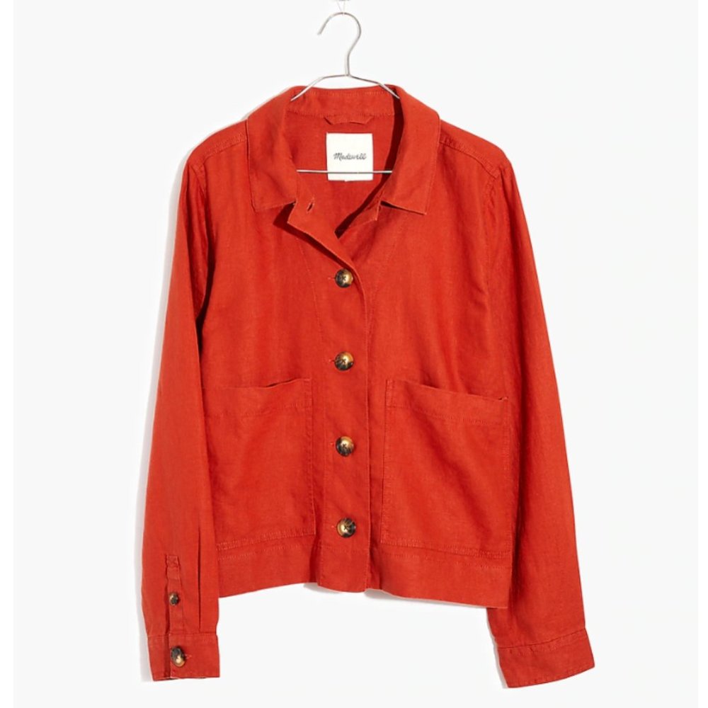 Madewell - Linen Connor Cropped Chore Jacket (Size Small)